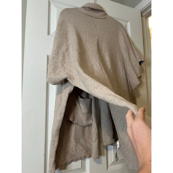 Eileen Fisher Oatmeal Tan Short Sleeve Cardigan Kimono Cape Sweater Sz S/M - Picture 7 of 7
